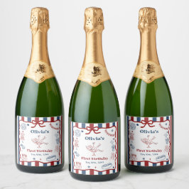 4 juli met de hand getekend verjaardagsfeestlabel sparkling wijnetiket