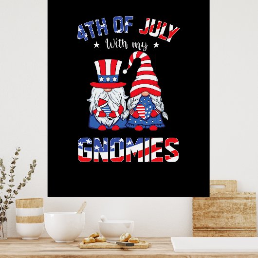 4 juli met mijn gnomen patriottic gnome poster (Keuken)