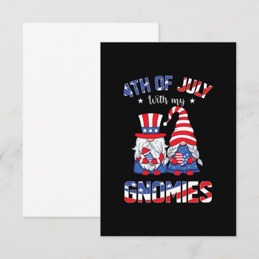 4 juli met mijn gnomen patriottic gnome RSVP kaartje (Voorkant / Achterkant)