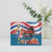 4 juli met Siamese Kat Barbecue Feest Feestdagenkaart (Staand voorkant)