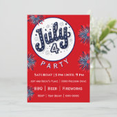 4 juli met vuurwerk in rood wit en blauw (Staand voorkant)