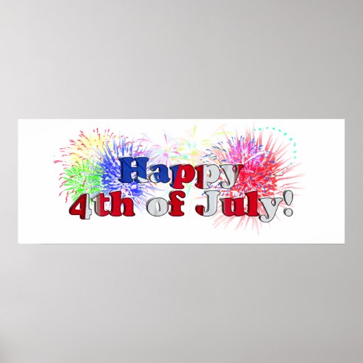 4 juli met vuurwerk poster (Voorkant)