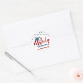 4 juli Moderne Patriottische Rood Wit Blauw USA Vl Ronde Sticker (Envelop)