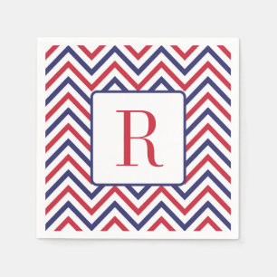 4 juli Monogram Feest Rood Wit en Blauw Servet