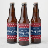 4 juli Monogram patriottische sterstakingen Bier Etiket (Flessen)