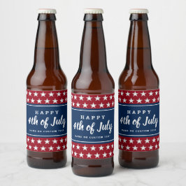 4 juli Monogram patriottische sterstakingen Bier Etiket