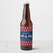 4 juli Monogram patriottische sterstakingen Bier Etiket (Voorkant)
