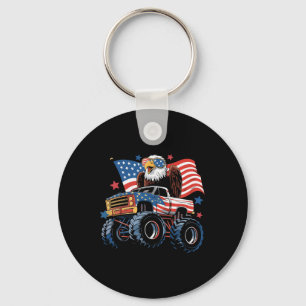4 juli Monster Truck Bald Eagle Amerikaanse vlag Sleutelhanger