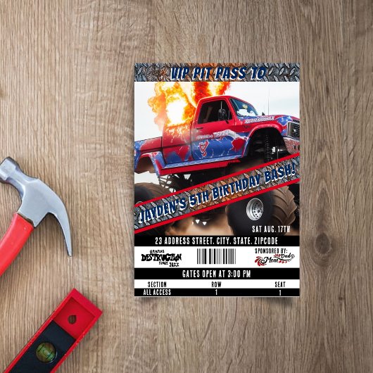 4 juli Monster Truck Verjaardagsfeest Kaart
