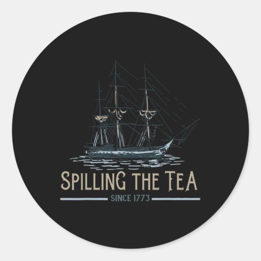 4 juli morsen van de thee sinds 1773 vierde van ronde sticker (Voorkant)