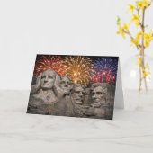 4 juli Mount Rushmore Humor met Vuurwerk Kaart (Gele Bloem)