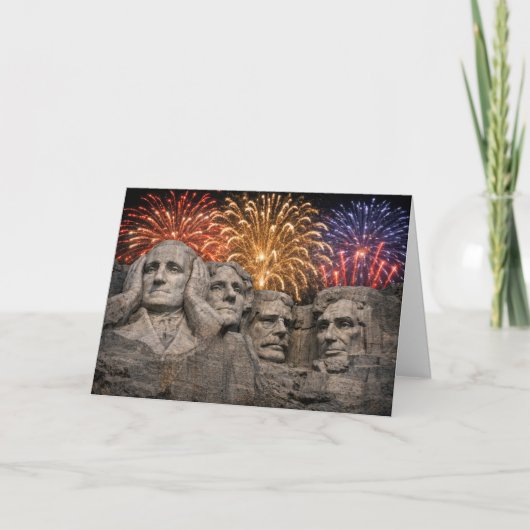 4 juli Mount Rushmore Humor met Vuurwerk Kaart (Voorkant)