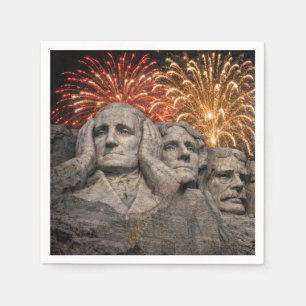 4 juli Mount Rushmore Humor met Vuurwerk Servet