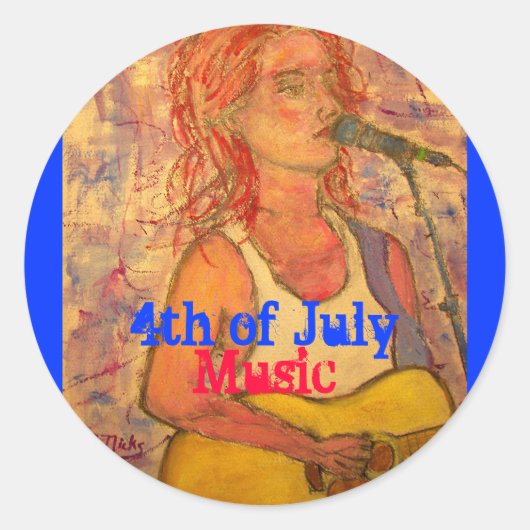 4 juli Muziek Ronde Sticker (Voorkant)