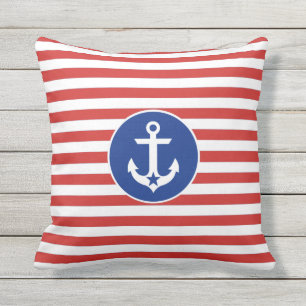 4 juli Nautical Anchor Striped Sierkussen