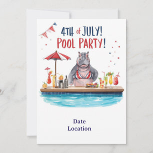 4 juli nijlpaard bikinifeest in het zwembad kaart