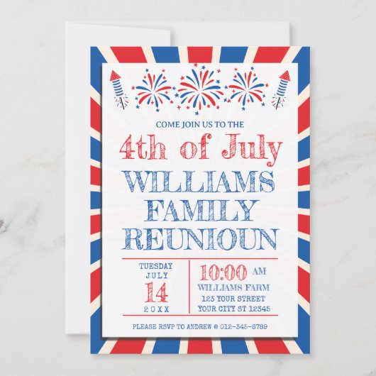 4 juli Onafhankelijkheid Amerikaanse familiereünie Kaart (Voorkant)