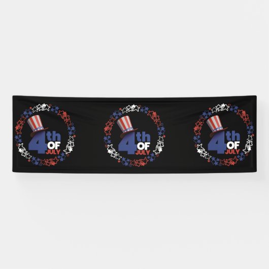 4 juli Onafhankelijkheidsdag 2.5x8 Vinyl Banner (Horizontaal)