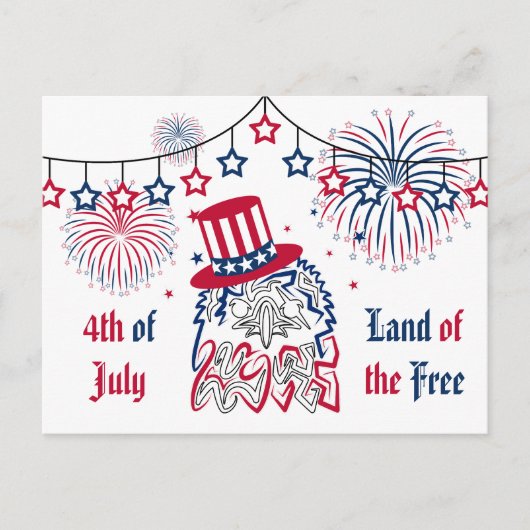 4 juli Onafhankelijkheidsdag Amerikaanse adelaar Briefkaart (Voorkant)