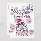 4 juli Onafhankelijkheidsdag Amerikaanse adelaar Briefkaart (Voorkant / Achterkant)