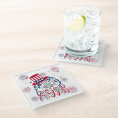 4 juli Onafhankelijkheidsdag Amerikaanse adelaar Glazen Onderzetter (Schuin)