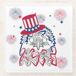 4 juli Onafhankelijkheidsdag Amerikaanse adelaar Glazen Onderzetter
