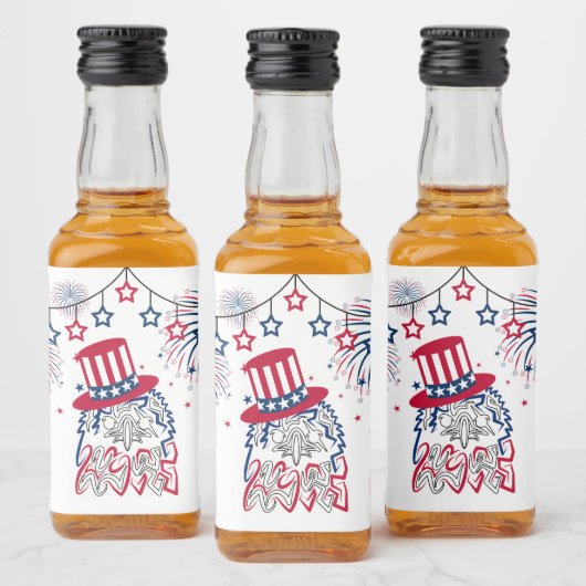 4 juli Onafhankelijkheidsdag Amerikaanse adelaar Likeurfles Etiket (Flessen)
