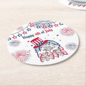 4 juli Onafhankelijkheidsdag Amerikaanse adelaar Ronde Kartonnen Onderzetter (Gebogen)