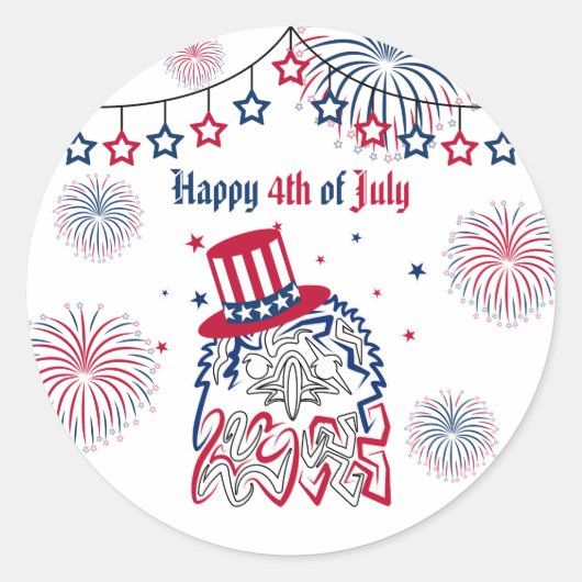 4 juli Onafhankelijkheidsdag Amerikaanse adelaar Ronde Sticker (Voorkant)