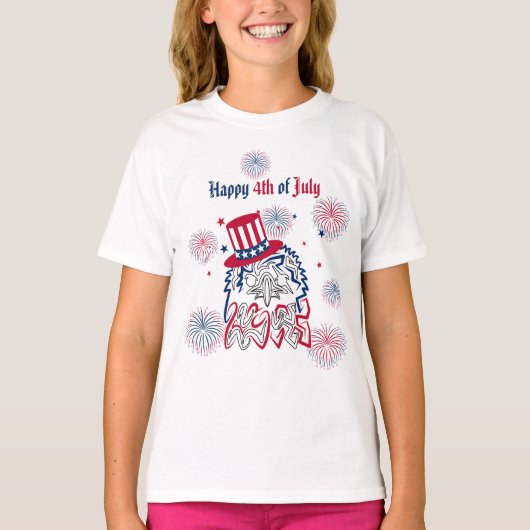 4 juli Onafhankelijkheidsdag Amerikaanse adelaar T-shirt (Voorkant)