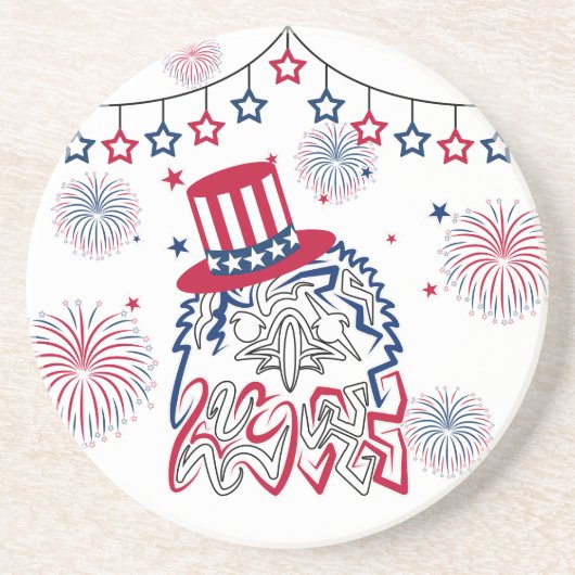 4 juli Onafhankelijkheidsdag Amerikaanse adelaar Zandsteen Onderzetter (Voorkant)