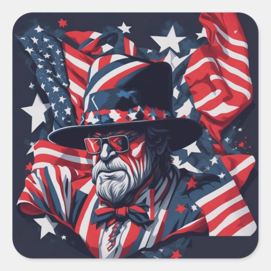 4 juli Onafhankelijkheidsdag Amerikaanse vlag Vierkante Sticker (Voorkant)