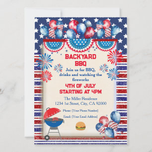 4 juli Onafhankelijkheidsdag BBQ-feest ontwerp Kaart