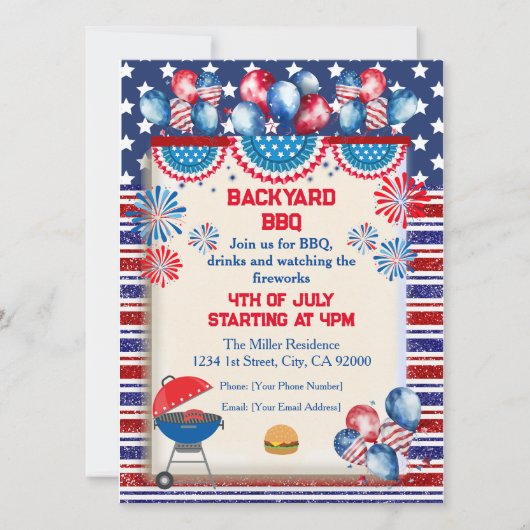 4 juli Onafhankelijkheidsdag BBQ-feest ontwerp Kaart (Voorkant)