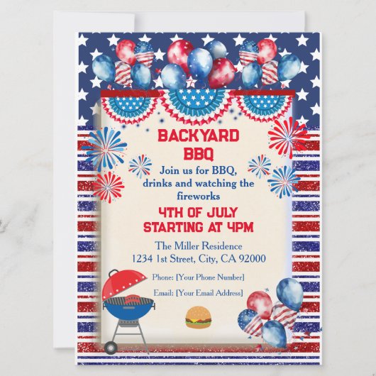 4 juli Onafhankelijkheidsdag BBQ-feest ontwerp Kaart (Voorkant)