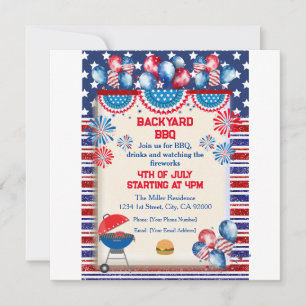 4 juli Onafhankelijkheidsdag Bbq-feest ontwerp Kaart