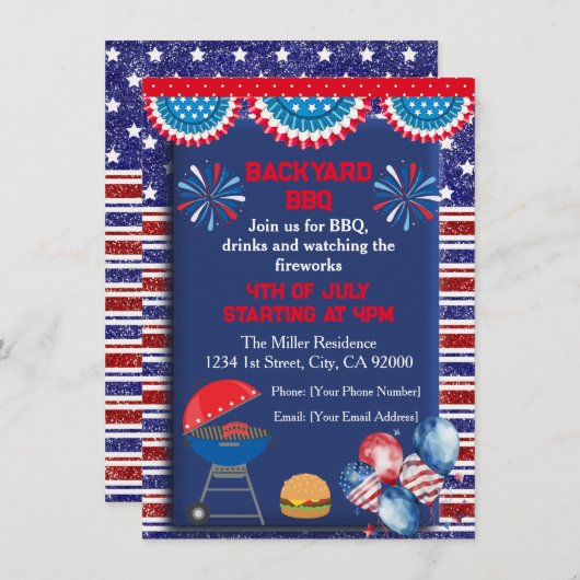 4 juli Onafhankelijkheidsdag Bbq feestontwerp Kaart (Voorkant / Achterkant)