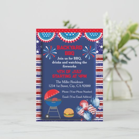 4 juli Onafhankelijkheidsdag Bbq feestontwerp Kaart (Staand voorkant)