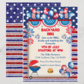 4 juli Onafhankelijkheidsdag Bbq feestontwerp Kaart (Voorkant / Achterkant)