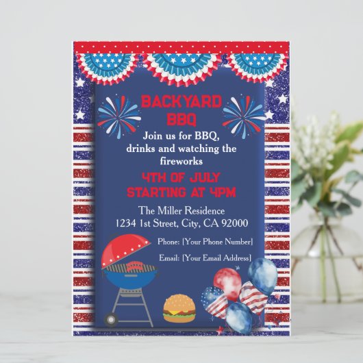 4 juli Onafhankelijkheidsdag Bbq feestontwerp Kaart (Staand voorkant)