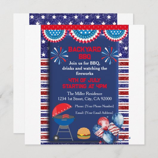 4 juli Onafhankelijkheidsdag Bbq feestontwerp Kaart (Voorkant / Achterkant)