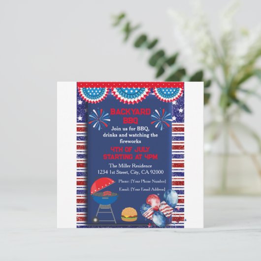 4 juli Onafhankelijkheidsdag Bbq feestontwerp Kaart (Staand voorkant)