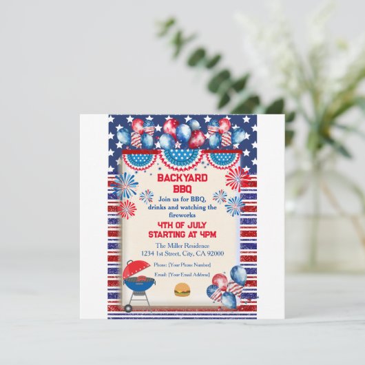 4 juli Onafhankelijkheidsdag Bbq feestontwerp Kaart (Staand voorkant)