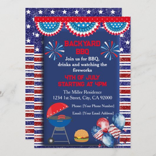4 juli Onafhankelijkheidsdag Bbq feestontwerp Kaart (Voorkant / Achterkant)