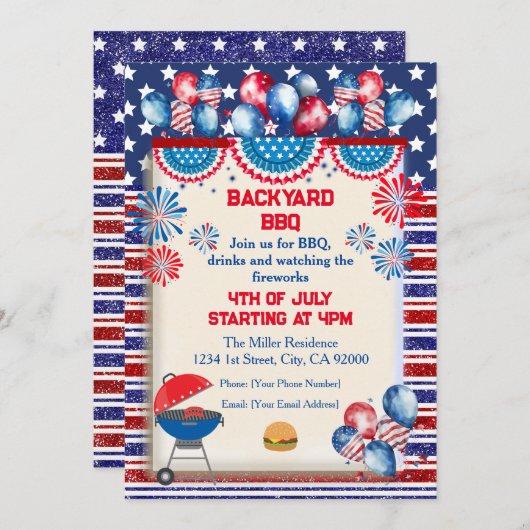 4 juli Onafhankelijkheidsdag Bbq feestontwerp Kaart (Voorkant / Achterkant)