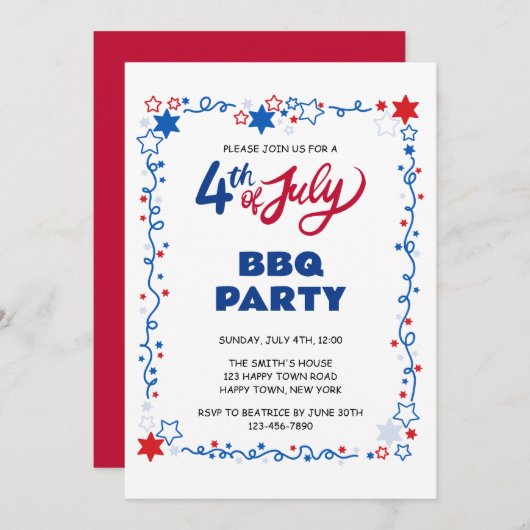 4 juli Onafhankelijkheidsdag BBQ Kaart (Voorkant / Achterkant)