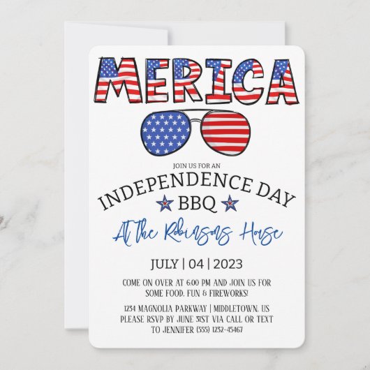 4 juli Onafhankelijkheidsdag BBQ Party Kaart (Voorkant)