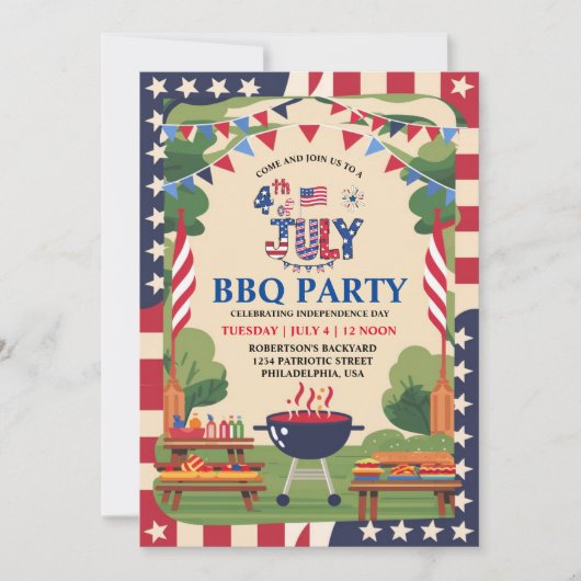 4 juli Onafhankelijkheidsdag BBQ Party Kaart (Voorkant)
