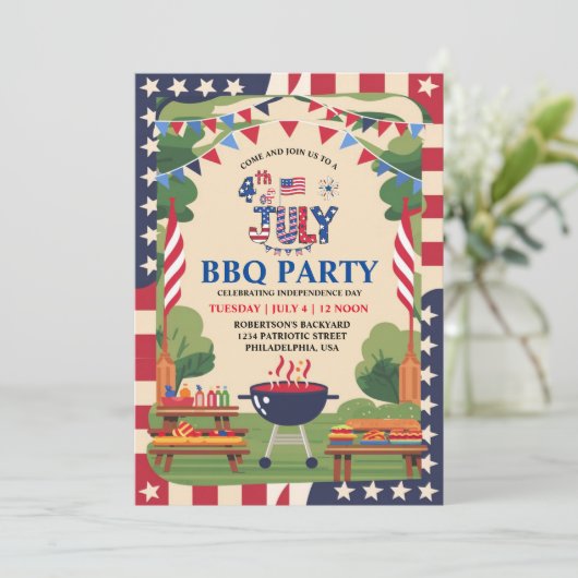 4 juli Onafhankelijkheidsdag BBQ Party Kaart (Staand voorkant)
