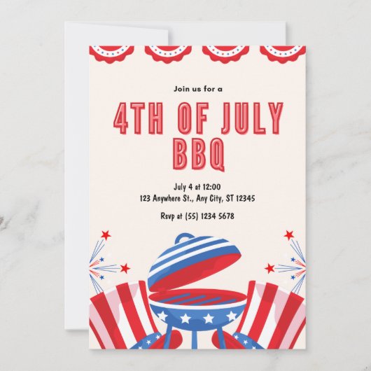 4 juli Onafhankelijkheidsdag BBQ Party Kaart (Voorkant)
